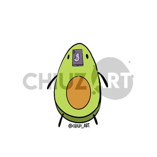 Sticker | Aguacate con celular en la cara