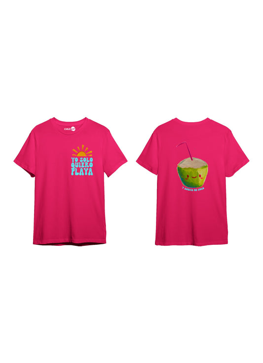 Camiseta Fuscia Yo solo quiero playa